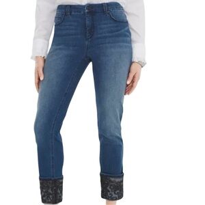 Chico’s So Slimming Black Lace Trim Ankle Jeans